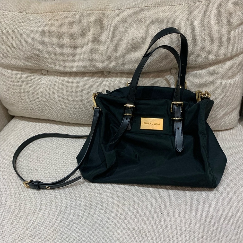 BIMBA Y LOLA Forest Green Nylon Crossbody Bag - Gold Logo